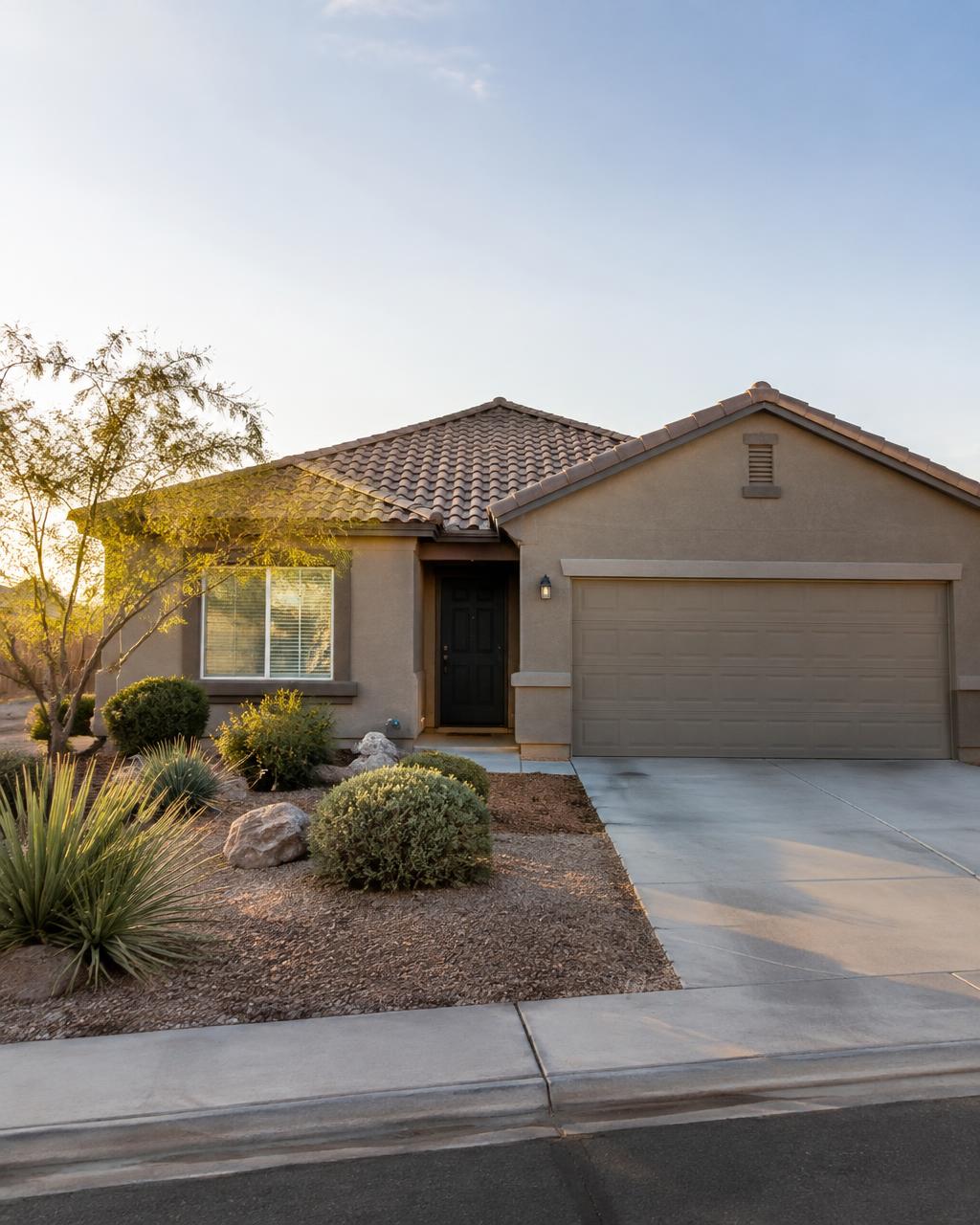 Charming single-story Nevada starter home in morning light