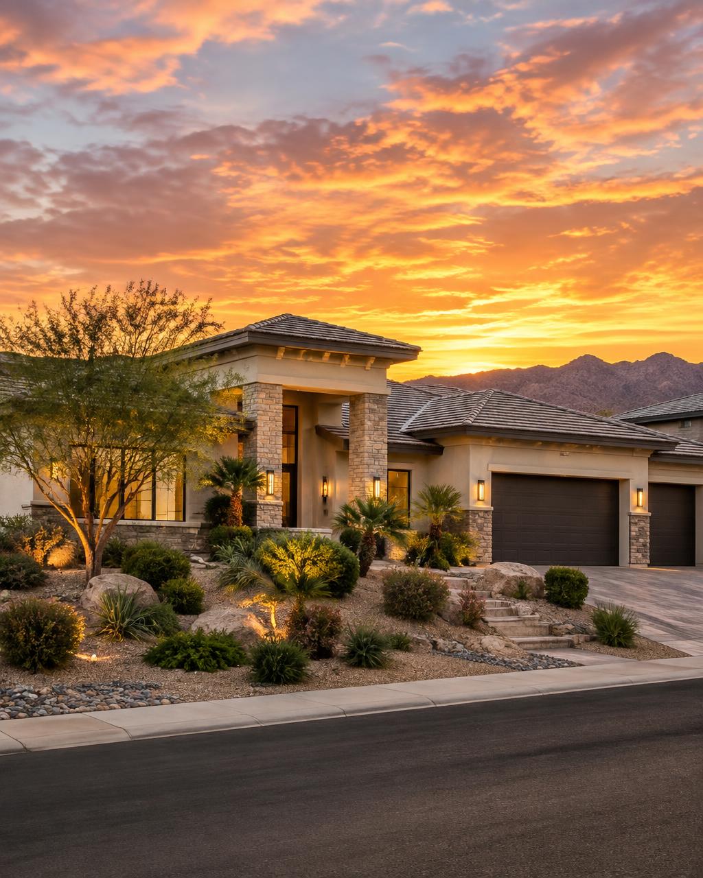 Luxury Nevada home exterior at sunset, ready to list